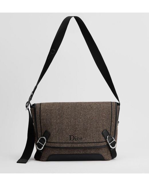 Dior Black Medium Jett Messenger Bag With Flap for men