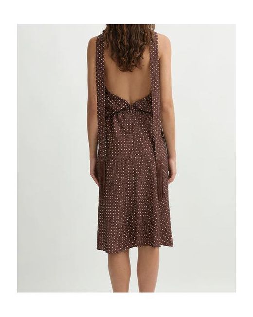 Posse Brown Phoebe Polka-Dot Pattern Midi Dress