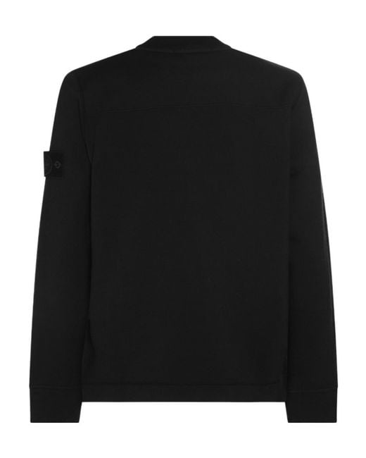 Stone Island Black Compass-Patch Crew-Neck Jumper for men