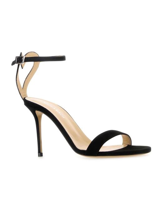 Mach & Mach Black Mach Mach Heart Shaped Cut-Out Sandals
