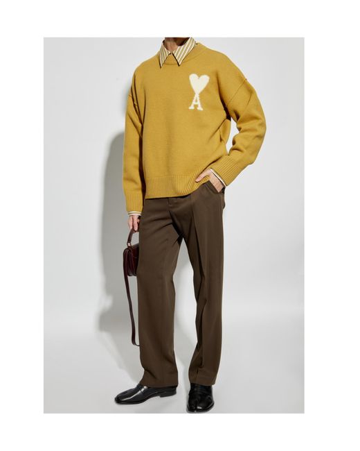 AMI Yellow Ami Ami De Coeur Crewneck Jumper