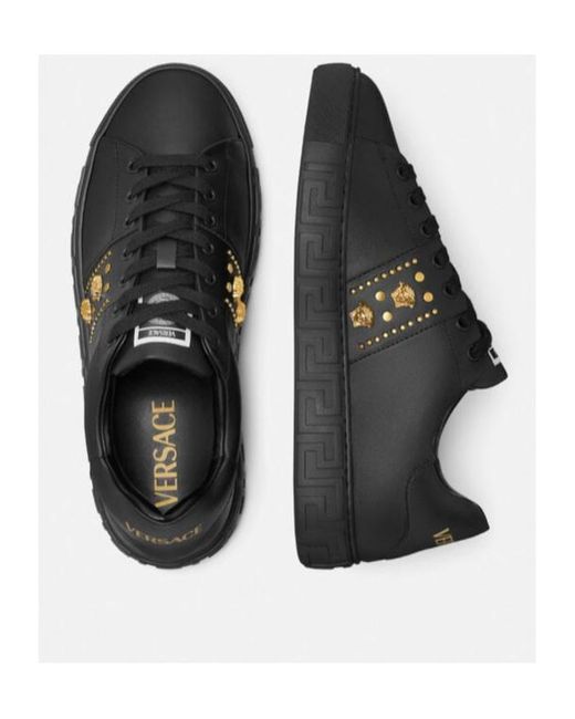 Versace Black Greca Lace-Up Sneakers for men