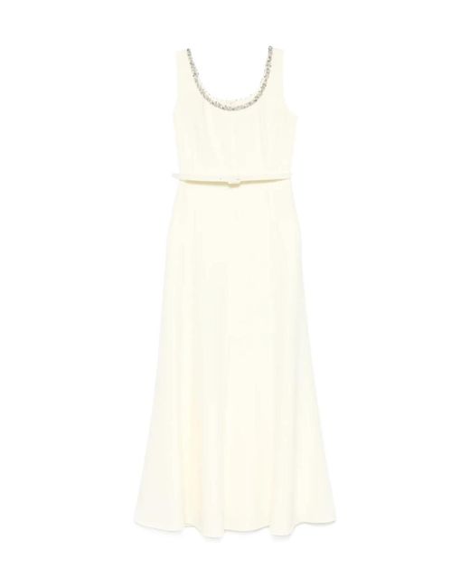 Roland Mouret White Embellished Maxi Dress