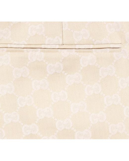 Gucci Natural Gg Cotton Gabardine Shorts