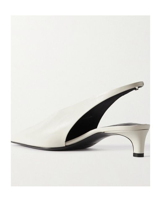 Jil Sander White Pointed Toe Slingback Pumps