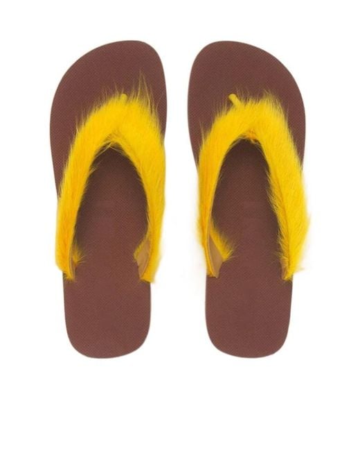 Marni Yellow Feather Embellished Sandals for men