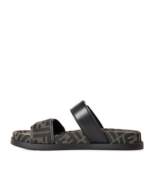 Fendi Black Double-Strap Flat Sandals