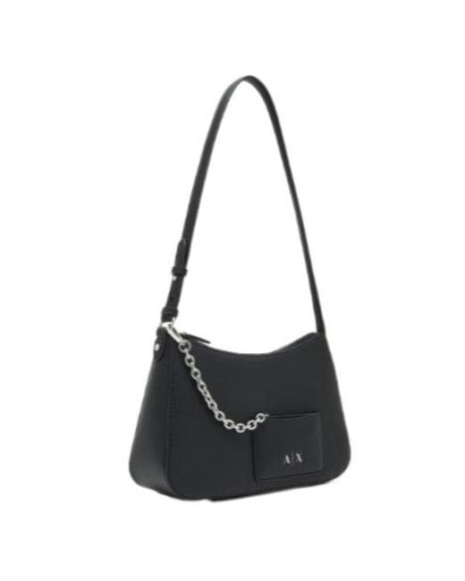 ARMANI EXCHANGE Black Crossbody Bag With A Textured Grain And Chain