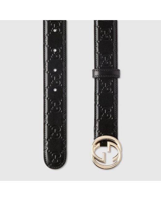 Gucci Black Interlocking G Buckle Belt