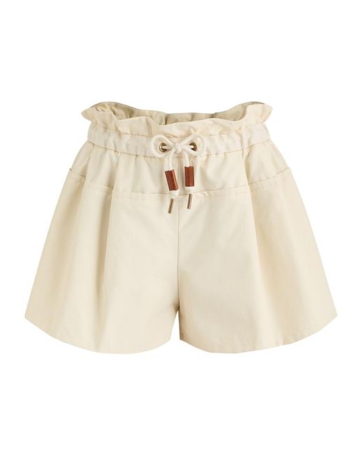 Moncler Natural Canvas Trim Shell Shorts