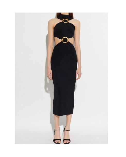 Cult Gaia Black Ring-Detail Cut-Out Midi Dress