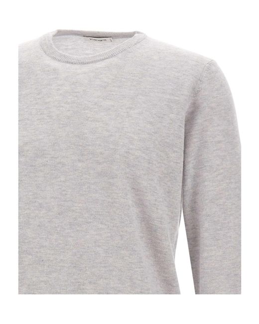 Kangra Cashmere Gray Kangra Ribbed Crew Neck Knitted Sweater for men