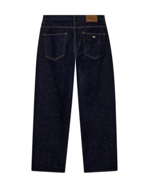 Emporio Armani Blue Straight-Leg Cotton Denim Jeans With A Five-Pocket Design for men