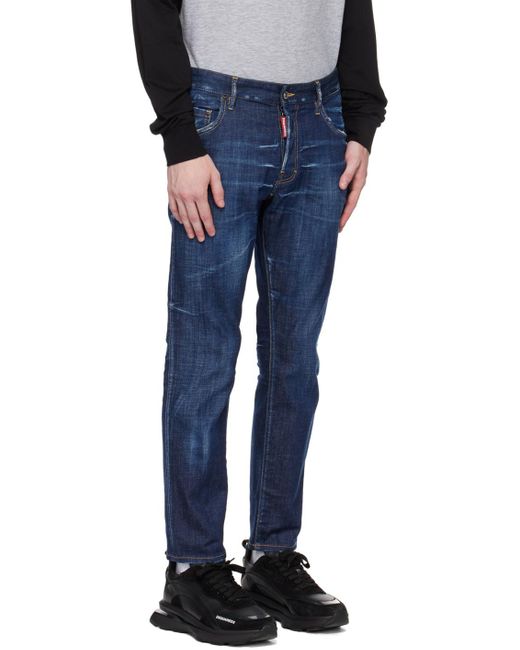 DSquared² Blue Dark Clean Wash Skater Jeans for men