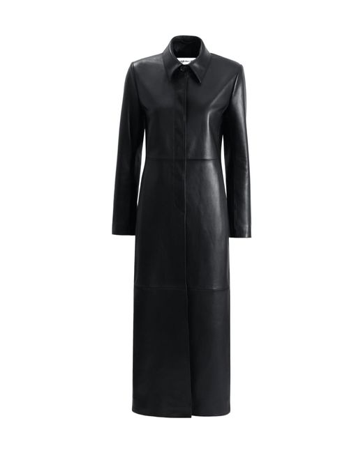Nour Hammour Black Gotham Sleek Leather Coat