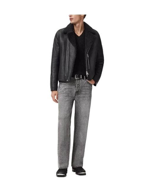 AllSaints Black Correz Zip-Fastening Jacket for men
