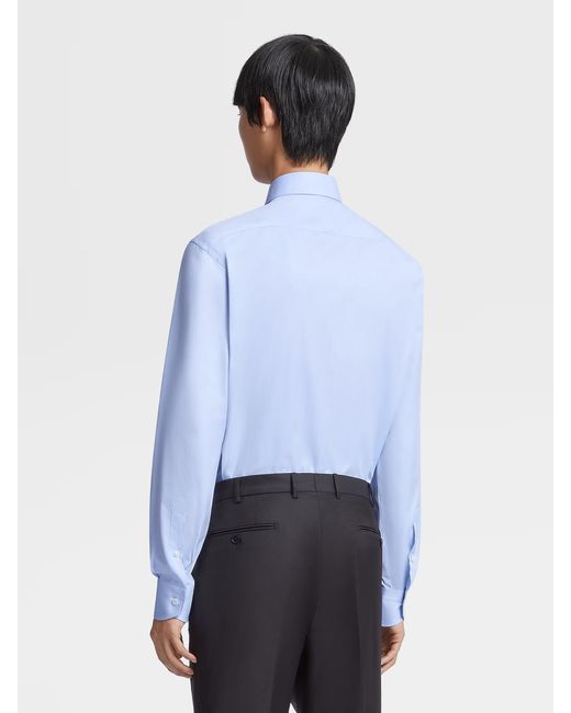 Zegna Blue Long-Sleeved Tailored Shirt for men