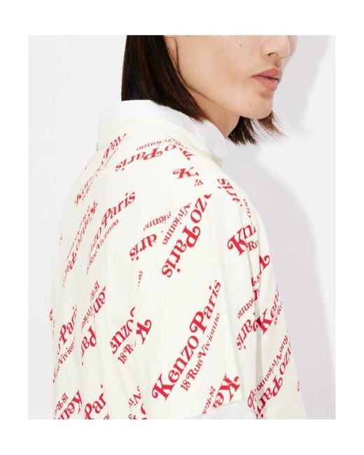 KENZO White All-Over Logo Printed Oversize T-Shirt for men