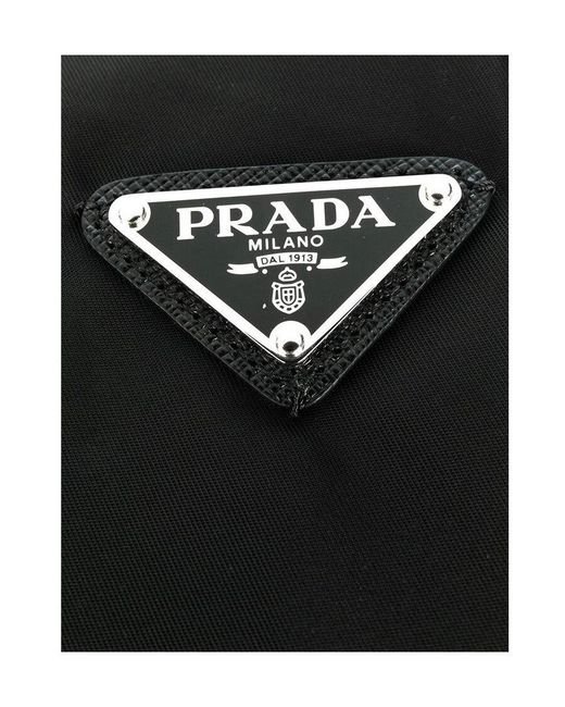 Prada Black Triangle-Logo Pointed--Tip Tie for men
