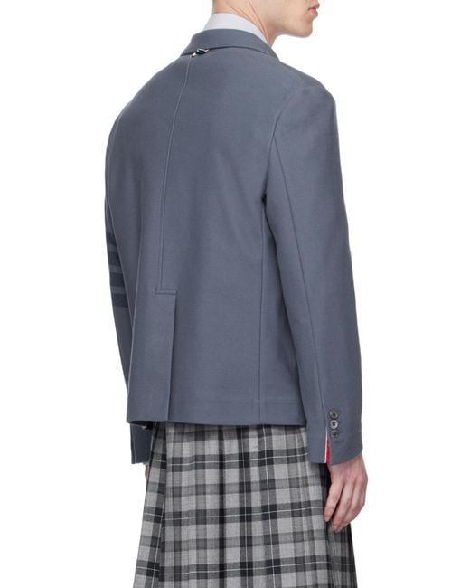Thom Browne Blue Striped-Sleeve Cotton Blazer for men