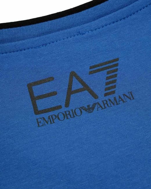 EA7 Blue Logo T-Shirt With Round Neck for men