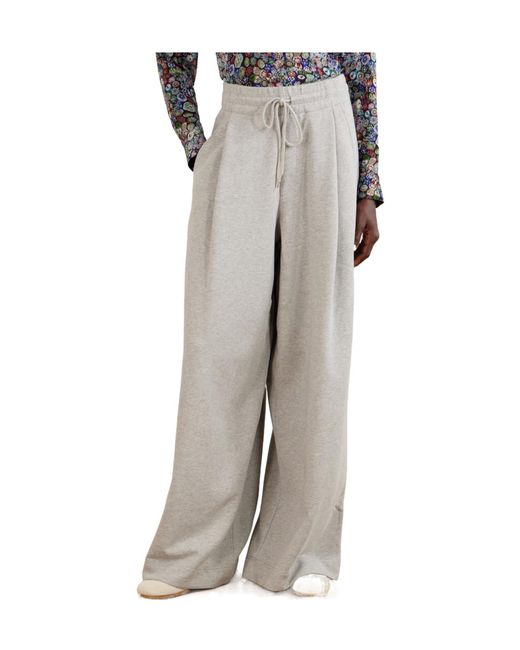 Dries Van Noten White Wide Leg Drawstring Trousers