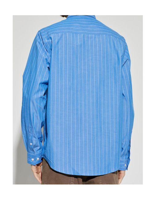 Samsøe & Samsøe Blue Striped-Pattern Shirt for men