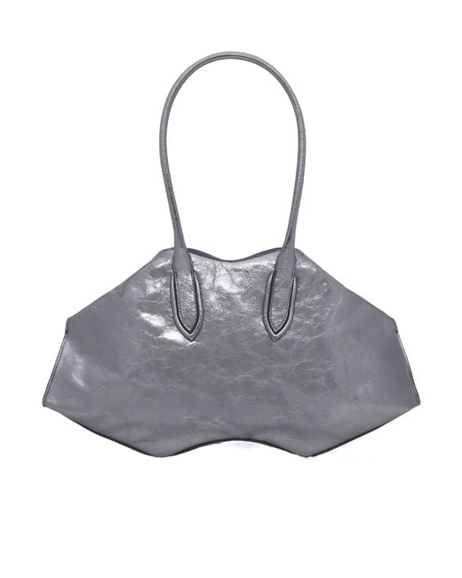 McQueen Gray Manta Shoulder Bag