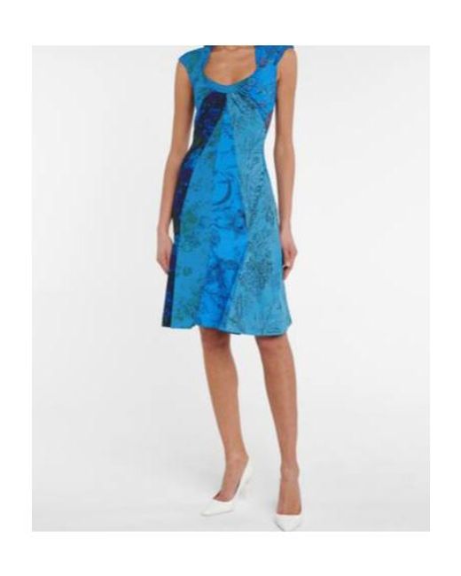 MARINE SERRE Blue Printed Regenerated Cotton Minidress