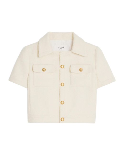 Céline White Cropped Chelsea Jacket With Button