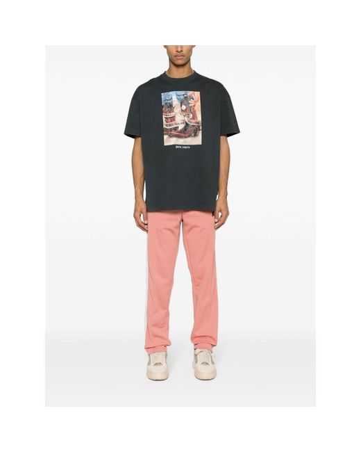 Palm Angels Black T-Shirt With Western Print for men