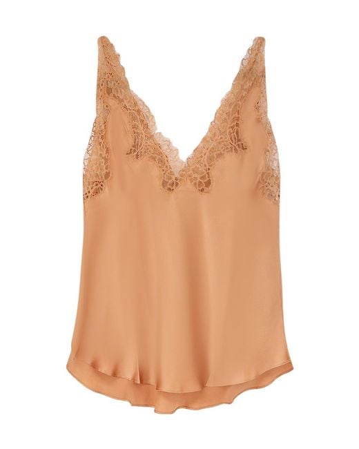 Mes Demoiselles Brown Lace Trim Camisole Top