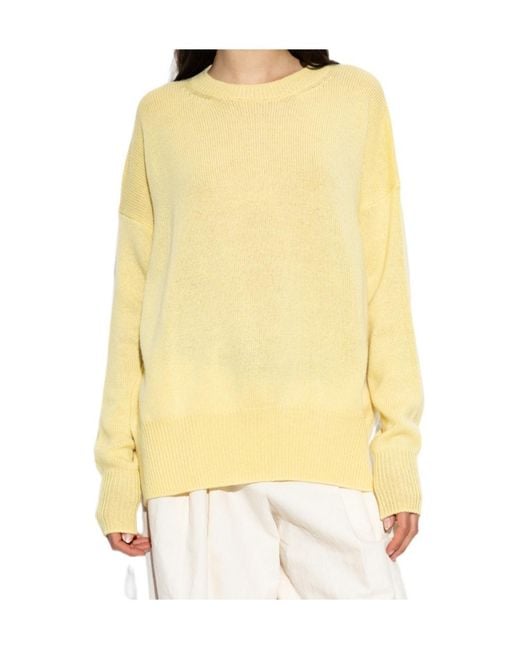 Jil Sander Yellow Relaxed Crew-Neck Knitted Sweater
