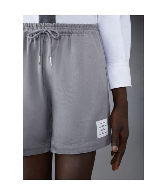 Thom Browne Gray Drawstring-Wait Shorts for men