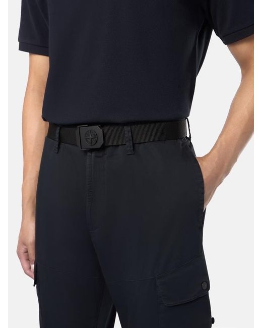 Stone Island Black Logo Buckle Belt for men