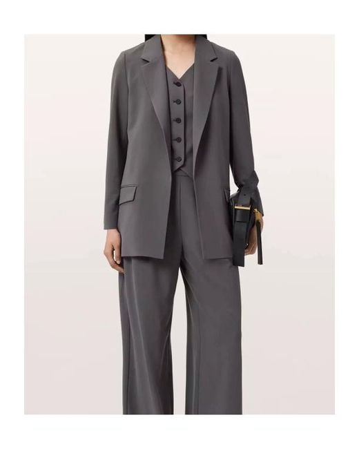 AllSaints Gray Long-Sleeved Suit Jacket