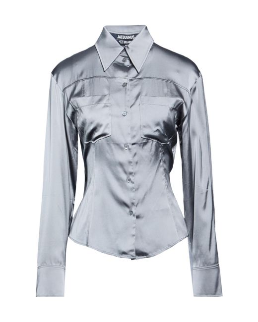 Jacquemus Blue Solid-Colored Satin Shirt