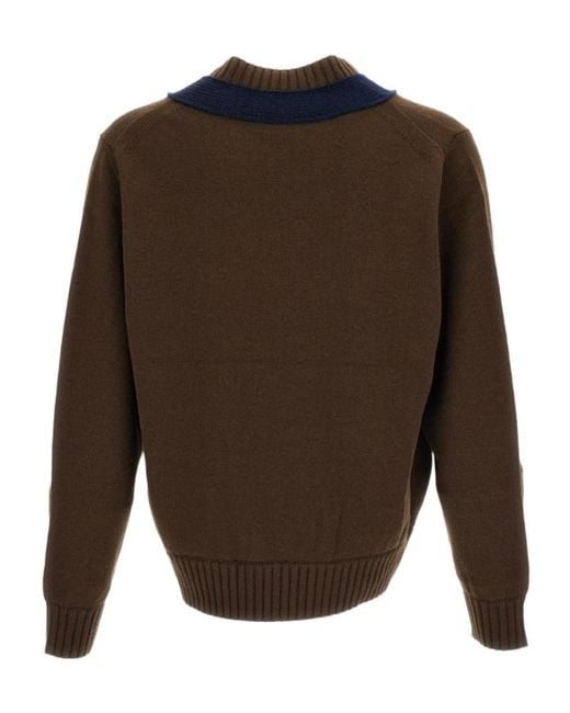 Sacai Brown Oversize Crew-Neck Sweater for men