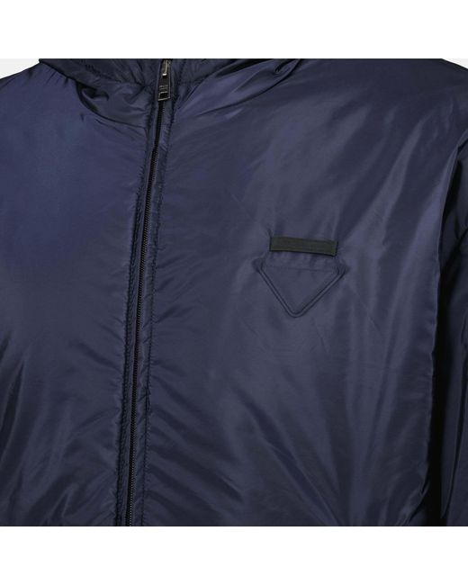 Prada Blue Zip-Up Hooded Jacket for men