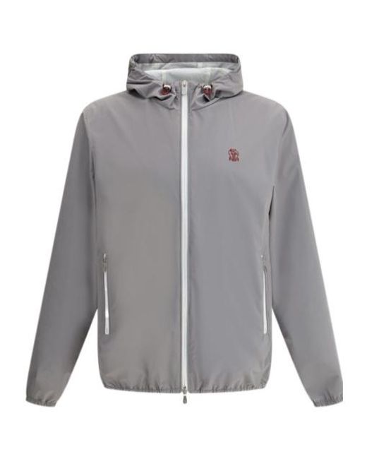 Brunello Cucinelli Gray Waterproof Jacket With Hood for men