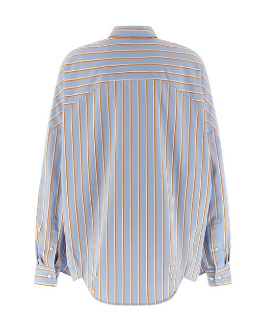 Dries Van Noten Blue Casia Oversized Striped Shirt