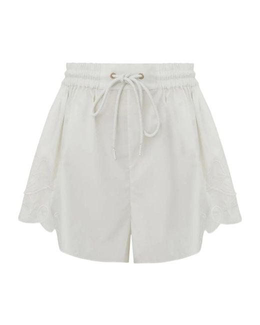 Zimmermann White Drawstring Shorts