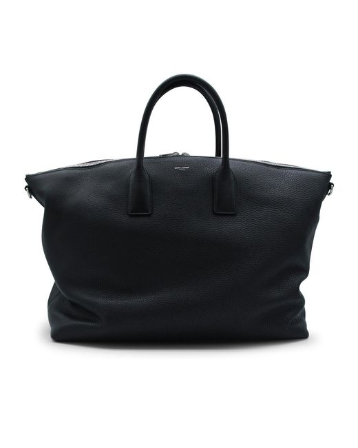 Saint Laurent Black Logo Stamp Zip-Up Tote Bag for men