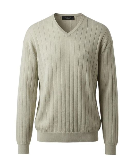 Gucci Green Ribbed Silk Cotton Sweater for men