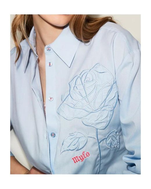 Twinset Blue X Myfo Floral-Embroidered Shirt