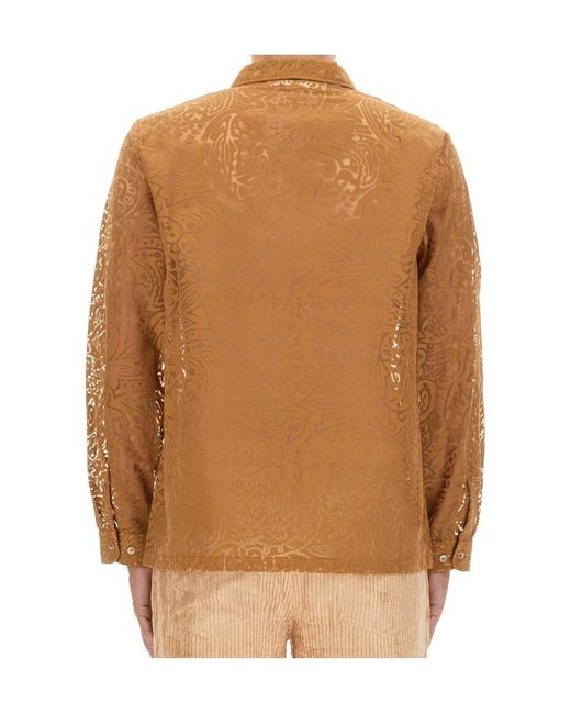 Séfr Brown Maui Lace-Detail Shirt for men