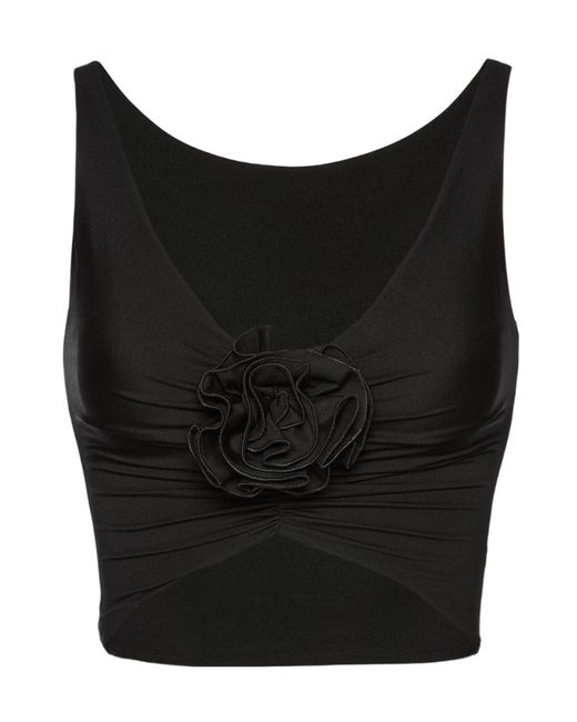 Magda Butrym Black Ruched Flower Top