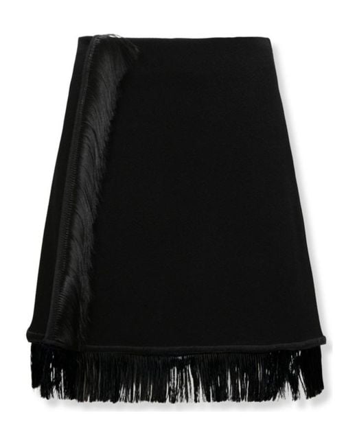 Jil Sander Black High Waist Fringed Mini Skirt
