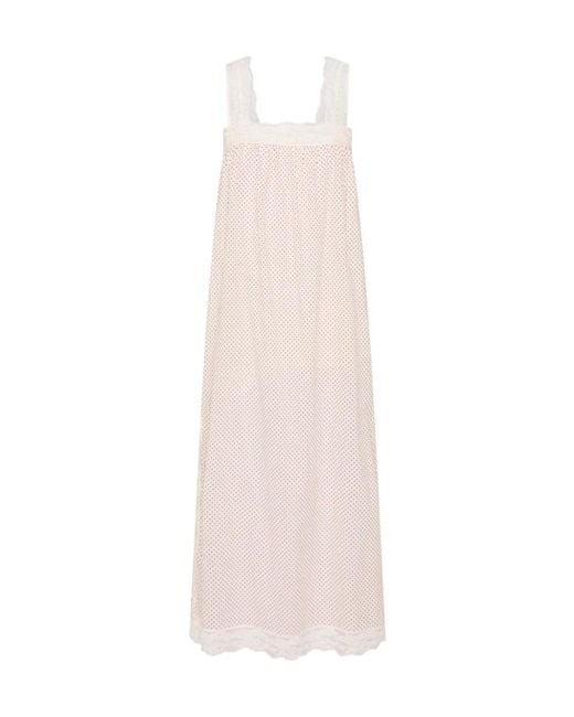Posse White Marlowe Polka-Dot Lace-Trim Midi Dress