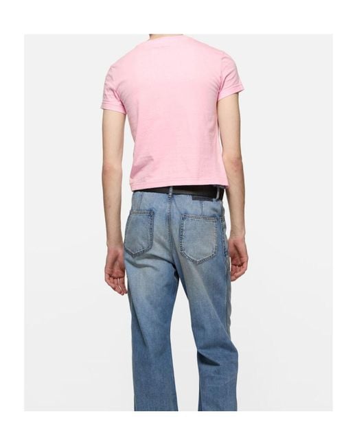 Acne Pink Fitted Graphic T-Shirt for men
